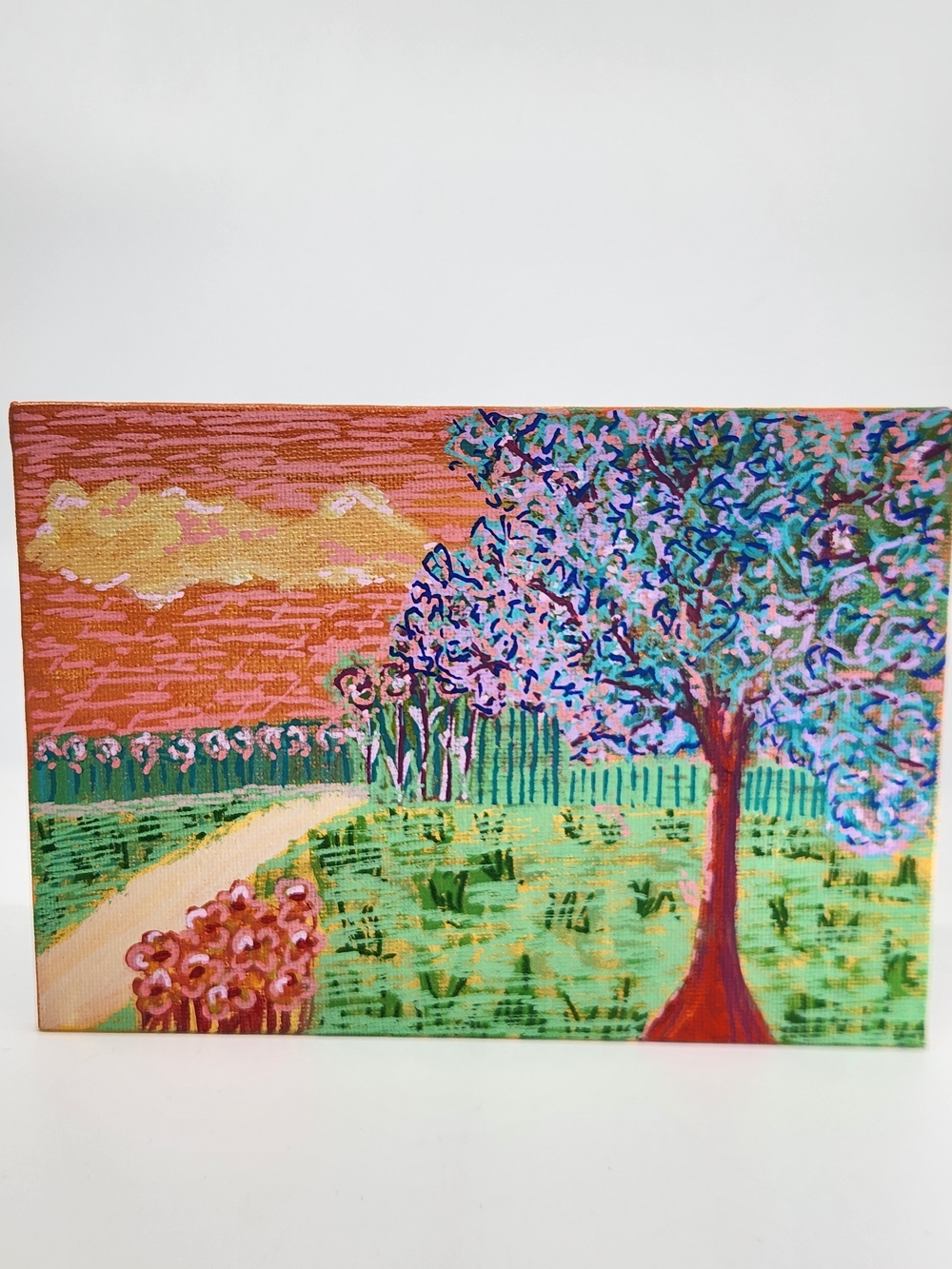 Hand-Painted Acrylic Landscape Canvas Art - Peach Skies - Picture 5 of 5